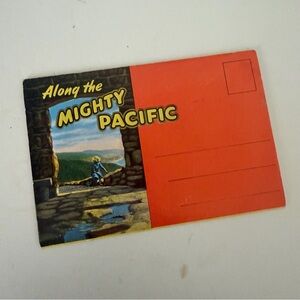 Vintage Linen Postcard Folder Washington WA Along Pacific Ocean Oregon Coast